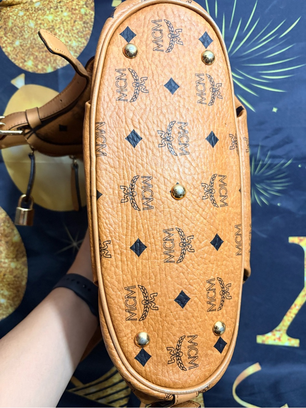 MCM Cognac Visetos Logo Hobo Shoulder Bag - Picture 3 of 12